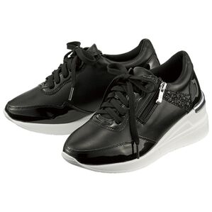 RANAN（ラナン）の「幅広ゆったりレースアップウェッジスニーカー（スニーカー）」｜ブラック