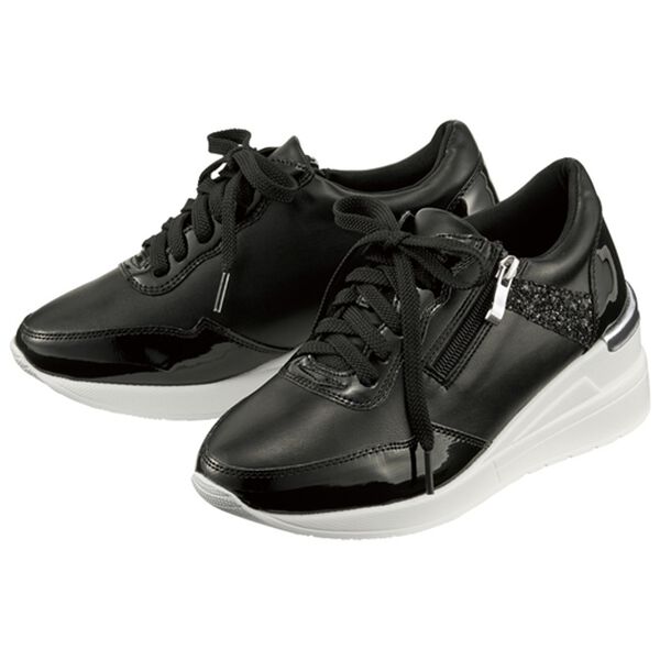 RANAN（ラナン）の「幅広ゆったりレースアップウェッジスニーカー（スニーカー）」｜ブラック