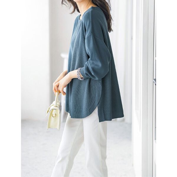 BELLUNA（ベルーナ）の「ミラノリブ素材裾ラウンドプルオーバー（ニット・セーター）」｜詳細画像