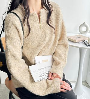 GeeRA（ジーラ）の「ハーフジップミックスニットプルオーバー（ニット・セーター）」｜詳細画像