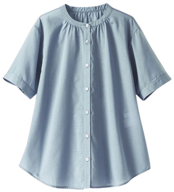 BELLUNA（ベルーナ）の「ギャザー使いバンドカラーブラウス（ブラウス）」｜詳細画像