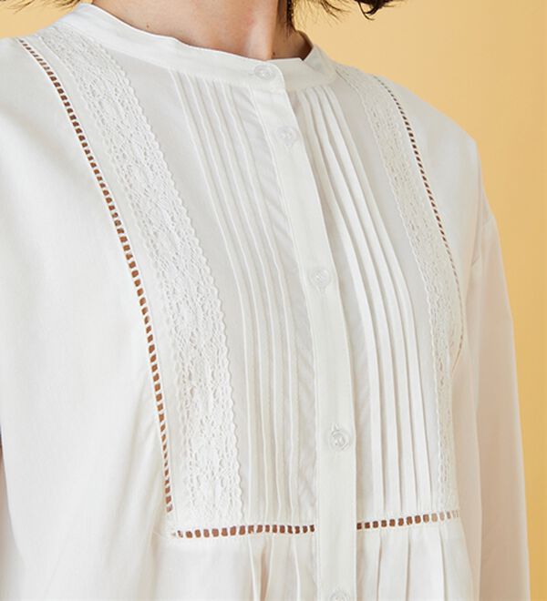 BELLUNA（ベルーナ）の「レース&times;ピンタック使いシャツチュニック（チュニック）」｜詳細画像