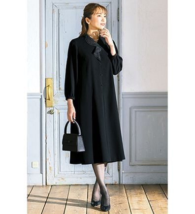 ルフラン（ルフラン）の「レースフリル衿ワンピース（ブラックフォーマル（喪服・礼服））」