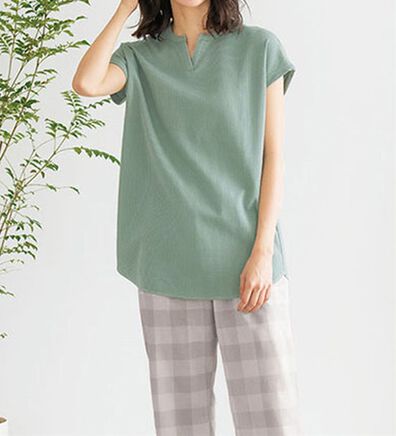 LAVIENNE（ラヴィエンヌ）の「異素材がオシャレなワッフルパジャマ（パジャマ・ルームウェア）」