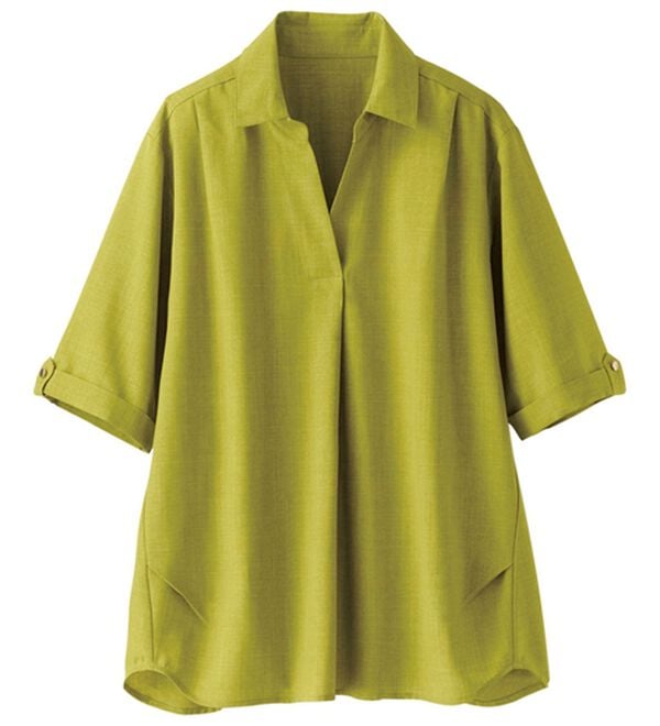 BELLUNA（ベルーナ）の「麻調素材袖ボタン使いブラウス（ブラウス）」｜詳細画像