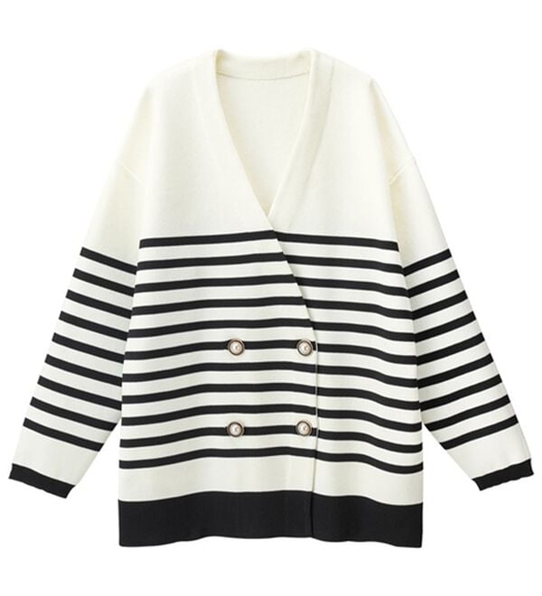RANAN（ラナン）の「レトロボタンボーダーニットカーディガン（ニットカーディガン）」｜詳細画像