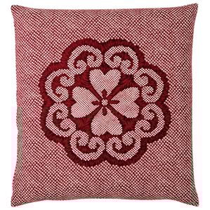 「小紋柄座布団カバー５枚組（座布団・座布団カバー）」｜エンジ