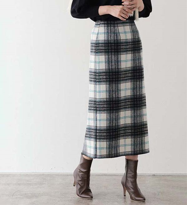 Pierrot（ピエロ）の「ウールタッチチェック柄スカート（ロングスカート）」｜詳細画像
