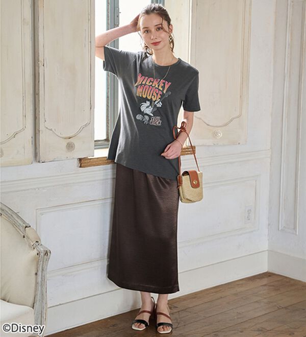 BELLUNA（ベルーナ）の「＜Ｄｉｓｎｅｙ＞キャラクタープリントヴィンテージ風Ｔシャツ（チュニック）」｜詳細画像