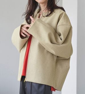 RANAN（ラナン）の「ウールライクコクーンシルエットコート（ハーフコート）」｜杢ベージュ