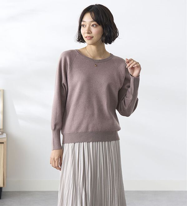 BELLUNA（ベルーナ）の「トレーナー感覚！きれいめカジュアルさんのためのニットトレーナー（ニット・セーター）」｜詳細画像