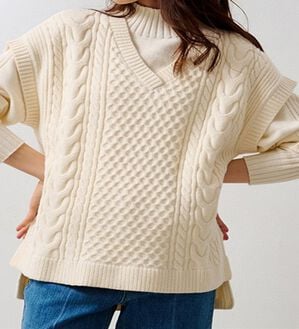 RANAN（ラナン）の「＜４つの機能付＞ケーブル柄ニットベスト（ベスト）」｜詳細画像