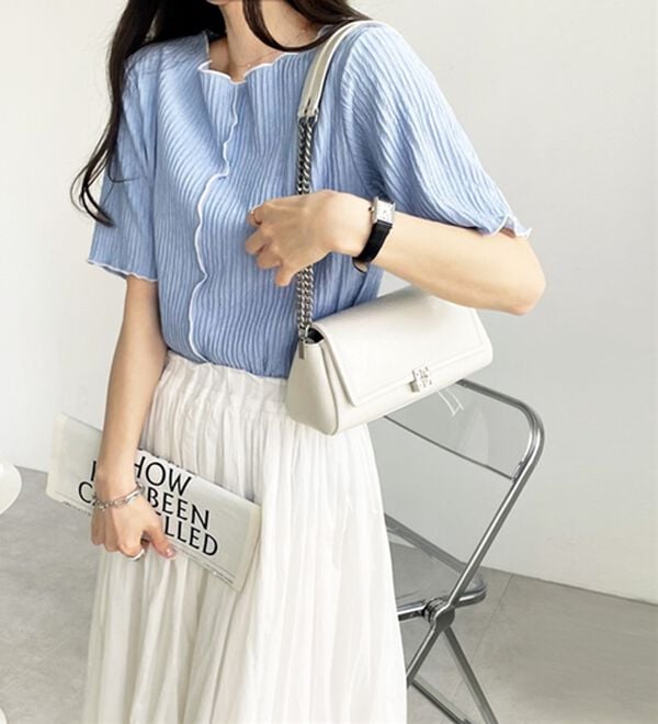 GeeRA（ジーラ）の「前後２ＷＡＹ配色メロー５分袖カットソー（カットソー）」｜詳細画像