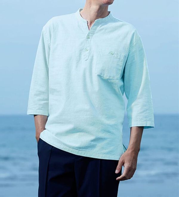 「ひんやり涼やか綿麻ゆったりシャツ（メンズシャツ）」｜詳細画像