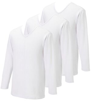 「【３枚組】温もり工房）　肌側綿１００％しっとり暖かインナー（メンズ肌着・インナーウェア）」｜オフホワイト3枚組 長袖V首