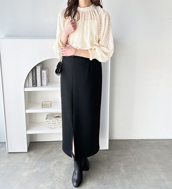 シアーシャギージャガードブラウス - ベルーナ【公式】