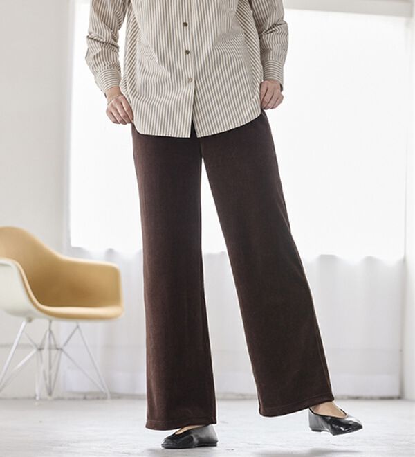 BELLUNA（ベルーナ）の「綺麗見えベロアワイドパンツ（フルレングスパンツ）」｜詳細画像