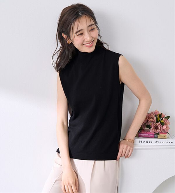 BELLUNA（ベルーナ）の「Ｔシャツが苦手な方に！ひんやり綿混ニットＴ【選べるデザイン】（ニット・セーター）」｜詳細画像