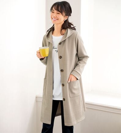 BELLUNA（ベルーナ）の「ボーダージャカード素材フードカーディガン（その他ジャケット）」