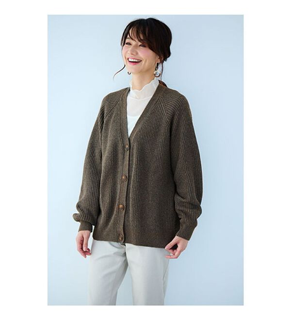BELLUNA（ベルーナ）の「エコ素材ゆったりあぜ編ニットカーディガン（ニットカーディガン）」｜詳細画像