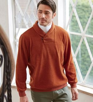 「＜コムルヴァン・オム＞柔らか素材の首元暖か衿トレーナー（メンズトレーナー）」｜詳細画像