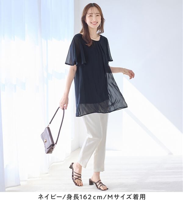 alotta（アロッタ）の「【接触冷感】インナー付シフォンタックチュニック（チュニック）」｜詳細画像