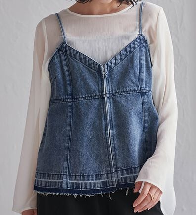 RANAN（ラナン）の「デニム素材キャミビスチェ（タンクトップ・キャミソール）」
