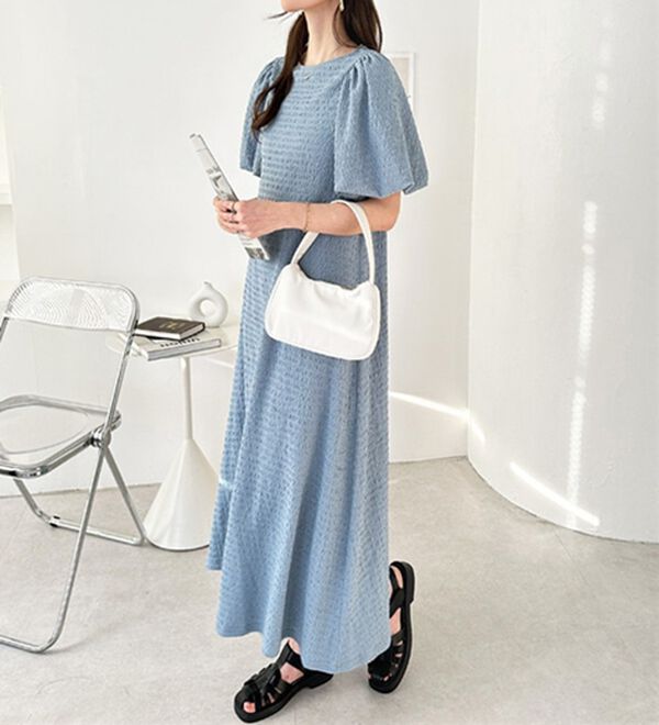 GeeRA（ジーラ）の「ボリューム袖楽ちん表面感ワンピース（カットソーワンピース）」｜詳細画像