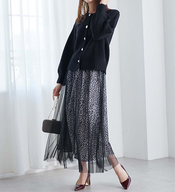 RANAN（ラナン）の「アニマル柄チュールレイヤードスカート（ロングスカート）」｜詳細画像