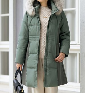 高級素材✨ベンタイル ドレステリア ダウンコート M riri ファー付 ロング 軽量／3WAY】ブルーフォックスファーロングタフタダウンコート