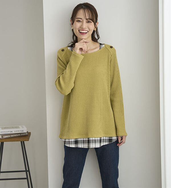 BELLUNA（ベルーナ）の「異素材重ね着風チュニック（チュニック）」｜詳細画像