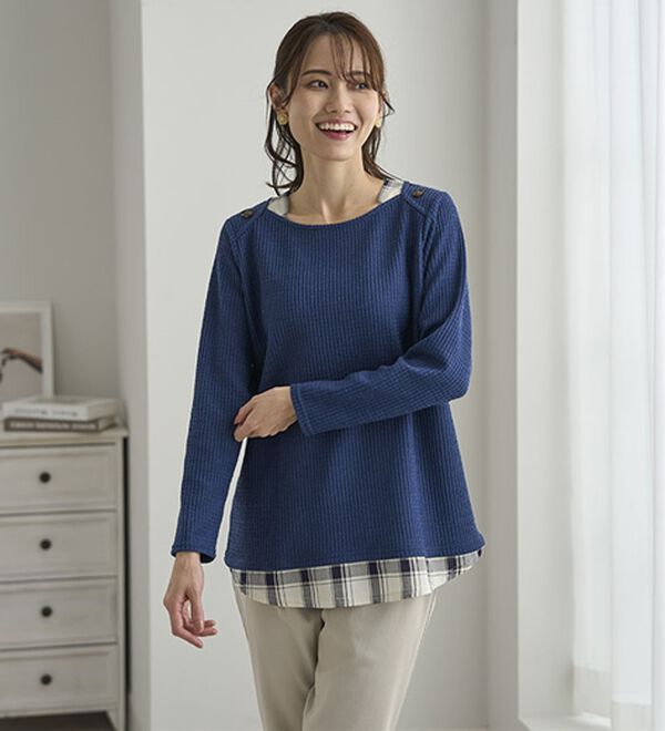 BELLUNA（ベルーナ）の「異素材重ね着風チュニック（チュニック）」｜詳細画像