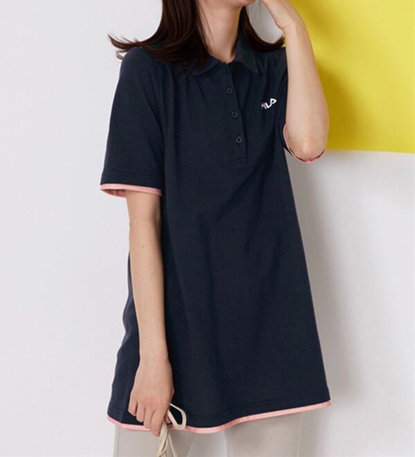 BELLUNA（ベルーナ）の「＜ＦＩＬＡ＞ひんやり！タック使い配色ポロチュニック（ポロシャツ）」｜詳細画像
