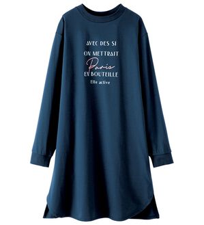 BELLUNA（ベルーナ）の「＜ＥＬＬＥ　Ａｃｔｉｖｅ＞サラリ快適ロゴチュニックワンピース（チュニックワンピース）」｜ネイビー