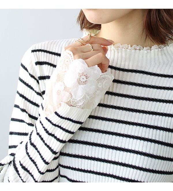 GeeRA（ジーラ）の「大人可愛い！レースが上品なハイネックニット（ニット・セーター）」｜詳細画像