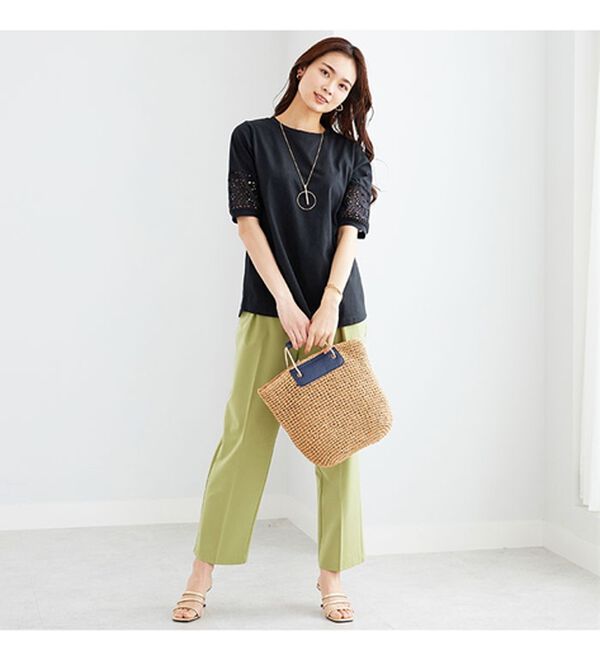 BELLUNA（ベルーナ）の「袖レース切替デザインプルオーバー（カットソー）」｜詳細画像