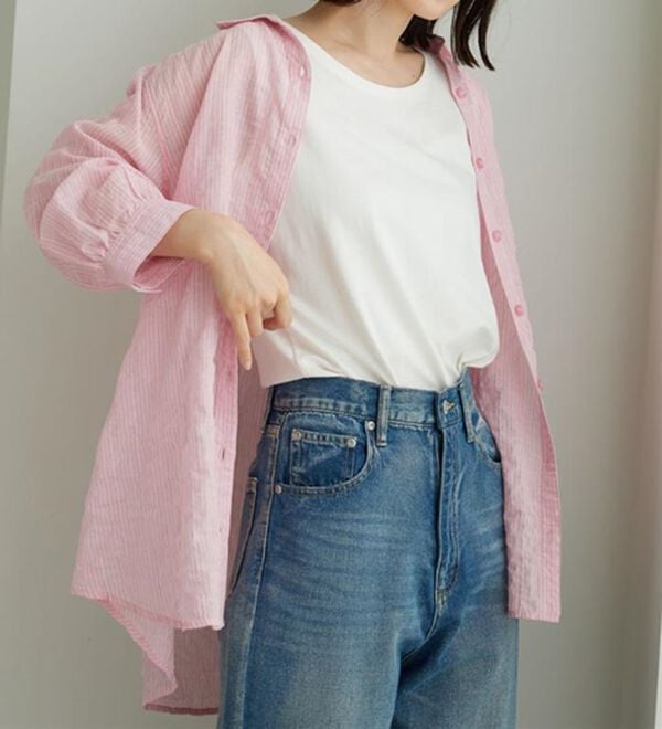 BELLUNA（ベルーナ）の「綿混テンセルぽこぽこシアーシャツチュニック（チュニック）」｜詳細画像