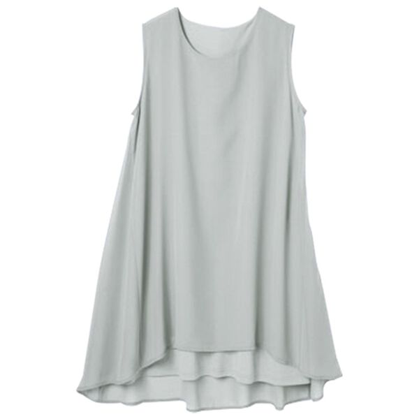 RANAN（ラナン）の「ひんやり！ノースリーブ異素材使いフレアーチュニック（チュニック）」｜詳細画像