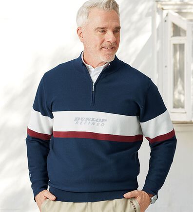 「＜ダンロップ・リファインド＞パネルボーダージャカードセーター（メンズニット・セーター）」