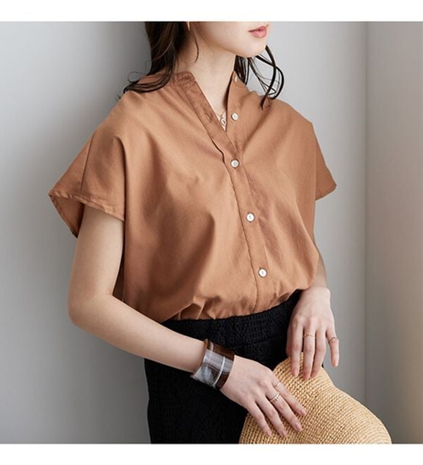 GeeRA（ジーラ）の「綿タッチフレンチスリーブブラウス（ブラウス）」｜詳細画像