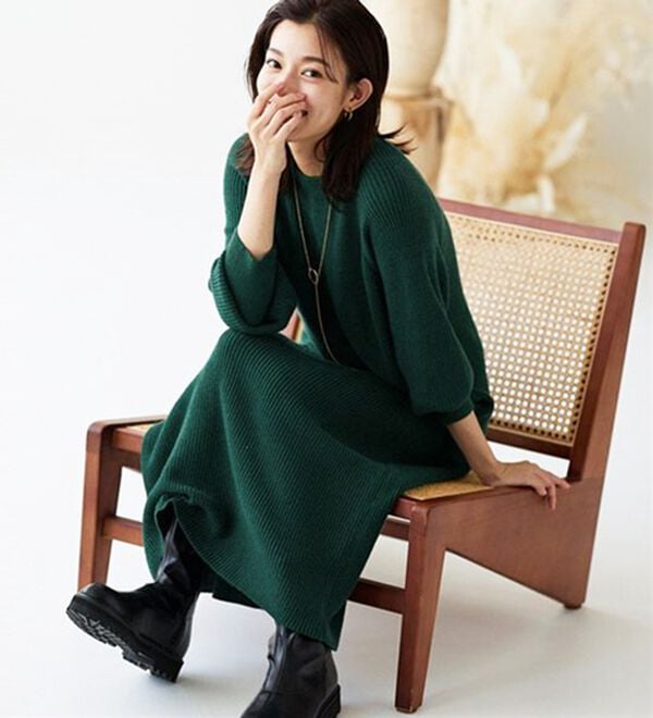 Pierrot（ピエロ）の「【Pierrot限定サイズ】パフスリーブロングニットワンピース（ニットワンピース）」｜詳細画像