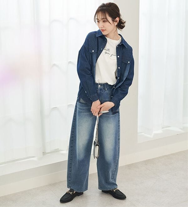 BELLUNA（ベルーナ）の「オシャレに見えるカーブデニムパンツ（ワイドパンツ・ガウチョ）」｜詳細画像