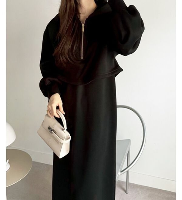 セットアップ風ハーフジップワンピース - ベルーナ【公式】