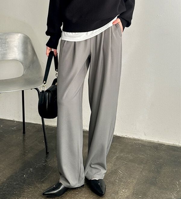 GeeRA（ジーラ）の「【再入荷】オンオフ着られる！カーブパンツ（フルレングスパンツ）」｜ライトグレー