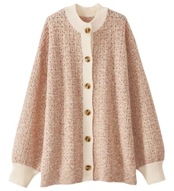 BELLUNA（ベルーナ）の「メランジニットゆったりカーディガン（ニットカーディガン）」｜ベージュ