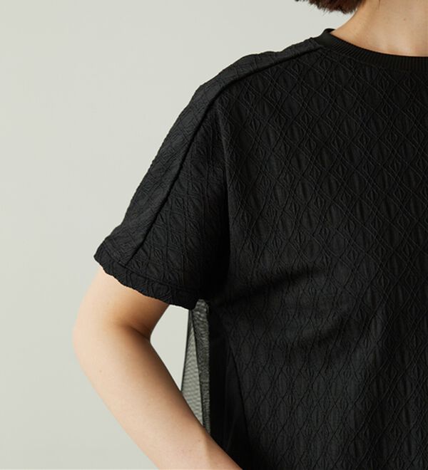 BELLUNA（ベルーナ）の「ジャカード素材チュール重ねプルオーバー（カットソー）」｜詳細画像