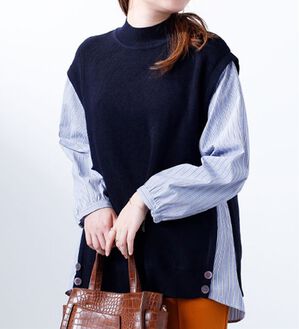 BELLUNA（ベルーナ）の「シャツレイヤード風ニットプルオーバー（ニット・セーター）」｜詳細画像