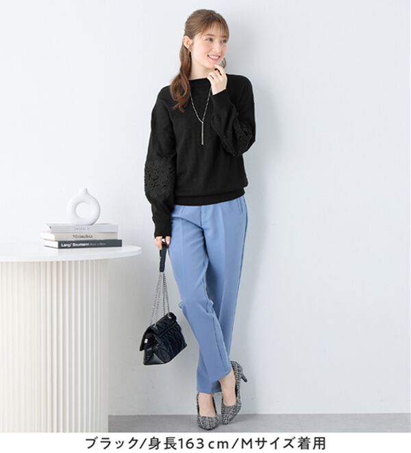 alotta（アロッタ）の「洗える！カシミヤタッチふんわり袖レーストップス（ニット・セーター）」｜詳細画像