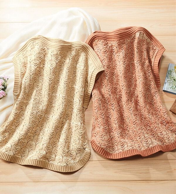 ルフラン（ルフラン）の「【２色組】透かし編ニットベスト＜ミオン＞（ベスト）」｜詳細画像