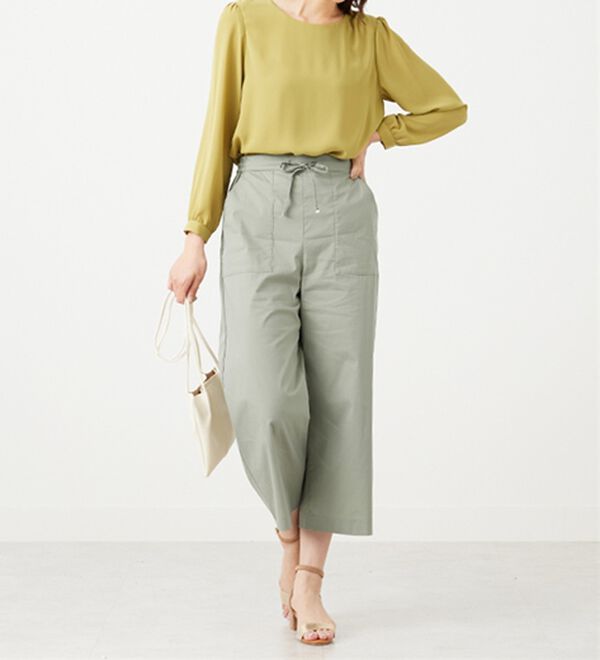 BELLUNA（ベルーナ）の「【店舗・ネット限定】サラリ綿混ベイカーワイドパンツ（ワイドパンツ・ガウチョ）」｜詳細画像